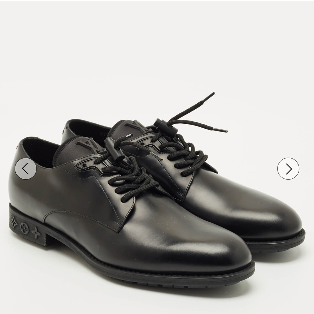AUTHENTIC Louis Vuitton Black Leather Oxfords Sz 9.5 - Picture 4 of 10
